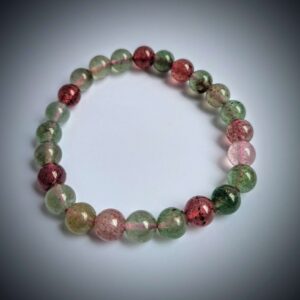 Red and Green Strawberry Quartz Mixed Crystal Bracelet (1)