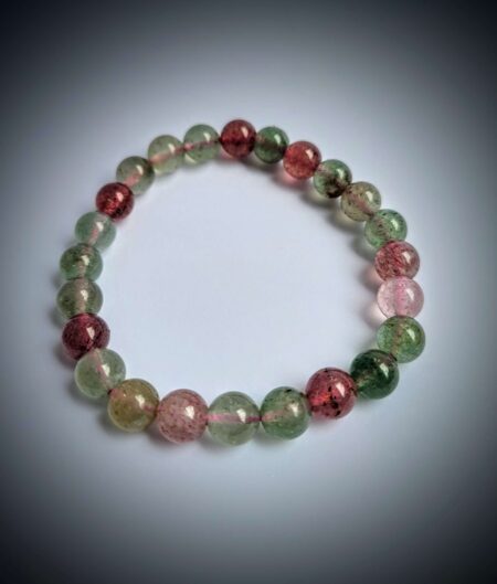 Red and Green Strawberry Quartz Mixed Crystal Bracelet (1)