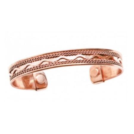 Pure Copper Magnetic Cuff Bracelet Waves Pattern