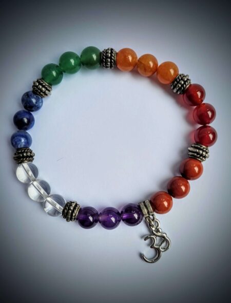 Chakra Bead Bracelet with Ohm Charm 8mm Bracelet Wexford (1)