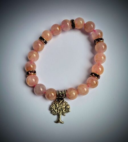 Flower Agate Crystal Bracelet with Rhinestone Beads and Tree of Life Charm8mm Wexford (1)