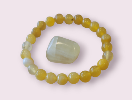 Lemon Calcite Crystal Bracelet and Tumblestone Gift Set Wexford (1)