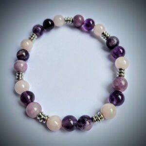 Lepidolite Amethyst and Rose Quartz Mix Crystal Bracelet 8mm Wexford (1)