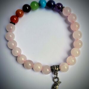 Rose Quartz Chakra Bracelet with Crescent Moon Charm 8mm Wexford (1)