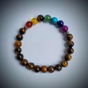 Tiger's Eye and Seven Chakra Beads Bracelet 8mm Wexford (1)