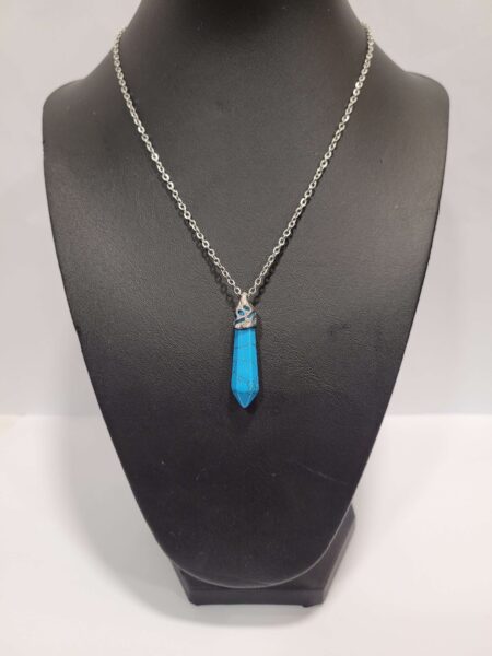 Blue Howlite Pointer Silver Top Pendant & Chain Wexford (1)