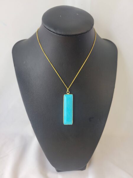 Blue Howlite Rectangular Gold-tone Pendant & Chain Wexford (1)