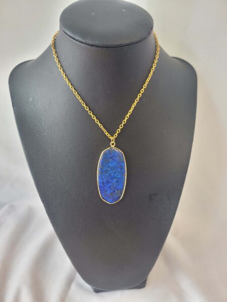 Lapis Lazuli Oblong Gold-tone Pendant & Chain Wexford (1)