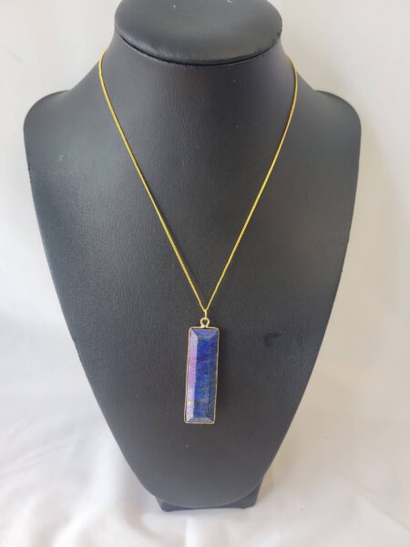 Lapis Lazuli Rectangular Gold-tone Pendant & Chain Wexford (1)