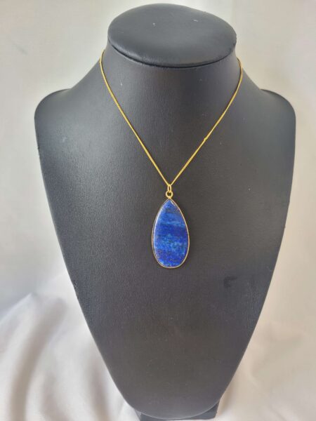 Lapis Lazuli Tear Drop Gold-tone Pendant & Chain Wexford (1)