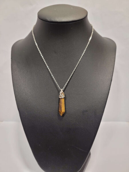 Tiger's Eye Pointer Silver Top Pendant & Chain Wexford (1)