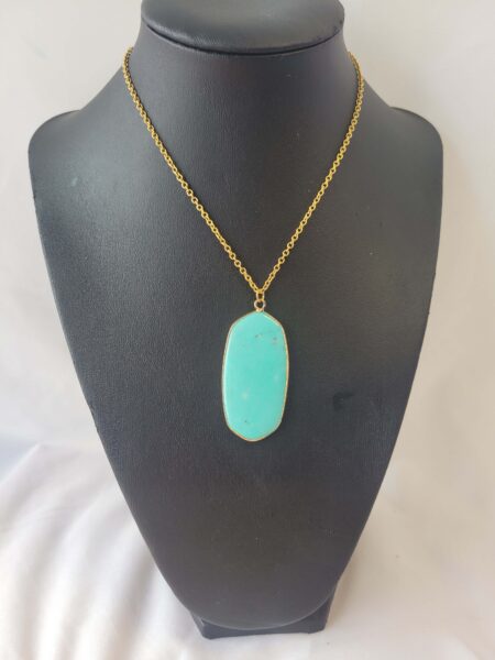 Turquoise Gold-tone Pendant & Chain Wexford (1)