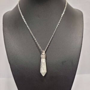 White Howlite Pointer Silver Top Pendant & Chain Wexford (1)